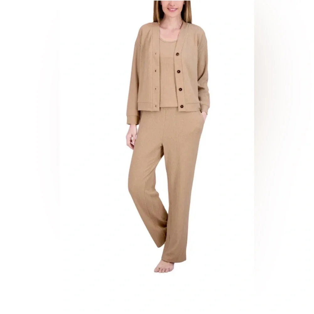 ❤️Live 2 Lounge 3Piece Textured Lounge Set XXL New Cable Knit Cardigan&Tank&Pant - Picture 5 of 10